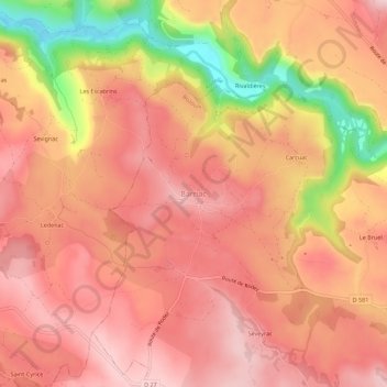 Carte topographique Barriac, altitude, relief