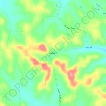 Carte topographique Coal Glen, altitude, relief