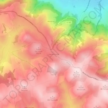 Carte topographique Vaysse-Rodier, altitude, relief