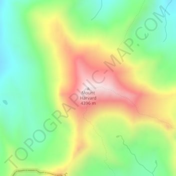 Carte topographique Mount Harvard, altitude, relief