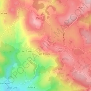 Carte topographique Le Haut de Roulle, altitude, relief