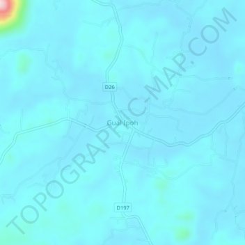 Carte topographique Gual Ipoh, altitude, relief