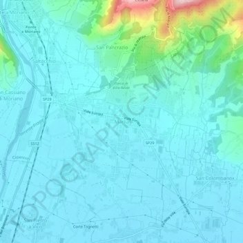 Carte topographique Marlia, altitude, relief