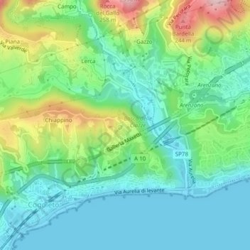 Carte topographique Pissarotta, altitude, relief