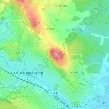 Carte topographique Annaberg, altitude, relief
