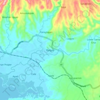 Carte topographique Ragay, altitude, relief