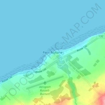 Carte topographique Petit-Matane, altitude, relief