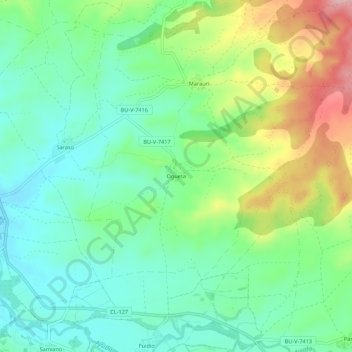 Carte topographique Ogueta, altitude, relief