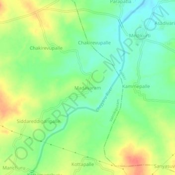 Carte topographique Madavaram, altitude, relief