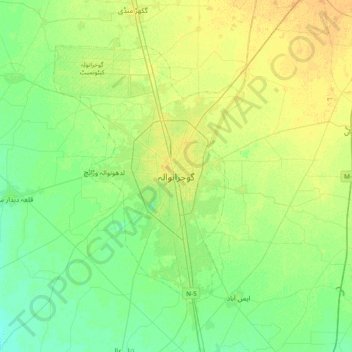 Carte topographique Gujranwala, altitude, relief