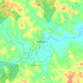 Carte topographique Guéassou, altitude, relief