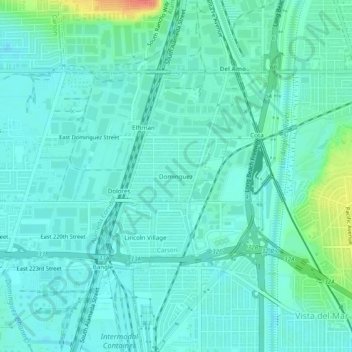 Carte topographique Dominguez, altitude, relief
