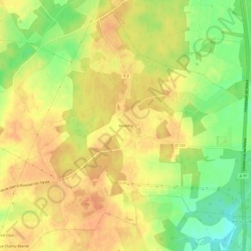 Carte topographique Arrabloy, altitude, relief
