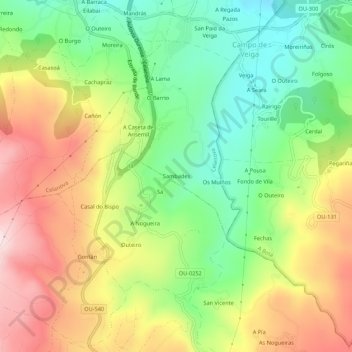 Carte topographique Sambades, altitude, relief