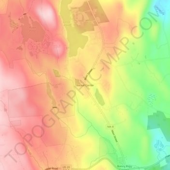 Carte topographique Becket Center, altitude, relief