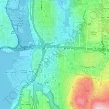 Carte topographique Factoria, altitude, relief
