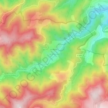 Carte topographique La Chirouze, altitude, relief