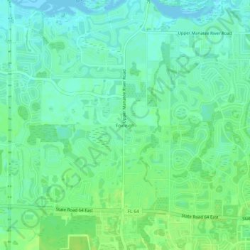 Carte topographique Foxleigh, altitude, relief