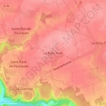 Carte topographique Le Bosc Yves, altitude, relief