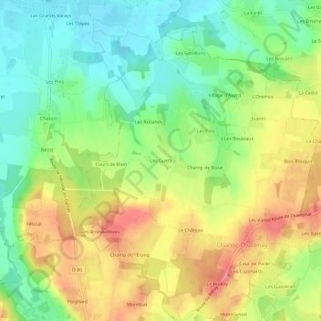 Carte topographique Les Guets, altitude, relief
