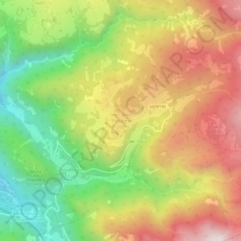 Carte topographique Oberradein, altitude, relief