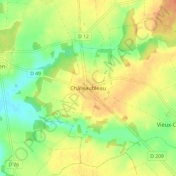 Carte topographique Châteaubleau, altitude, relief