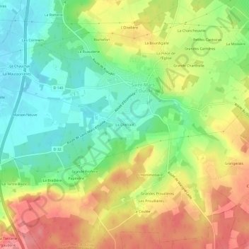 Carte topographique La Chenaie, altitude, relief