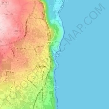 Carte topographique Santa Maria la Scala, altitude, relief
