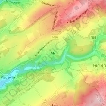 Carte topographique My, altitude, relief