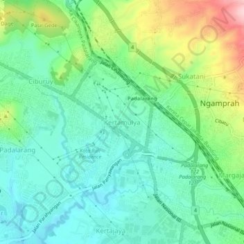 Carte topographique Kertamulya, altitude, relief