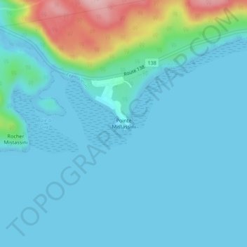 Carte topographique Pointe Mistassini, altitude, relief