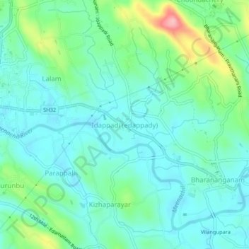 Carte topographique Idappadi (Edappady), altitude, relief
