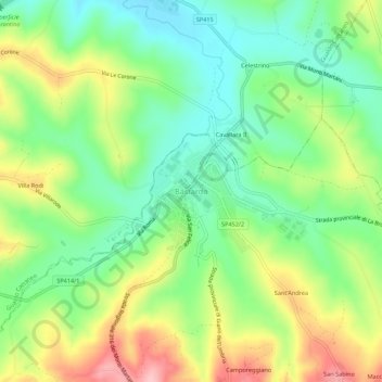 Carte topographique Bastardo, altitude, relief