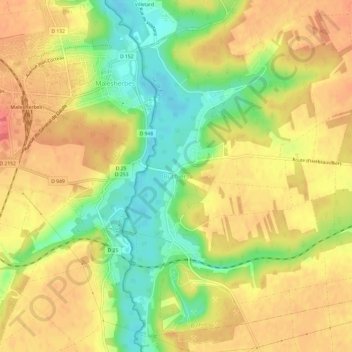 Carte topographique Buthiers, altitude, relief