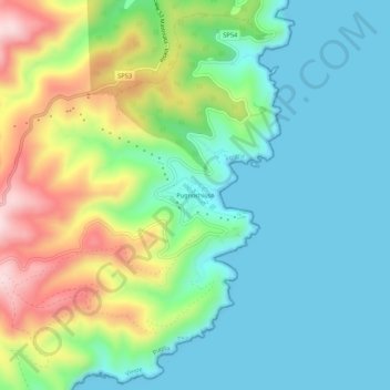 Carte topographique Pugnochiuso, altitude, relief