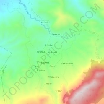 Carte topographique Ait Bouzid, altitude, relief
