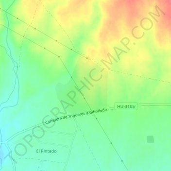 Carte topographique Los Centenales, altitude, relief