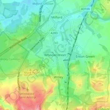 Carte topographique Wheelerstreet, altitude, relief