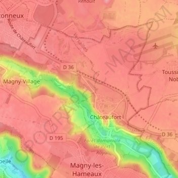 Carte topographique Le Bois des Roches, altitude, relief