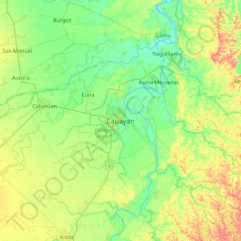 Carte topographique Cauayan, altitude, relief