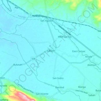 Carte topographique Libon, altitude, relief