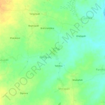 Carte topographique Arjunda, altitude, relief