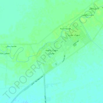 Carte topographique Chamran Town, altitude, relief