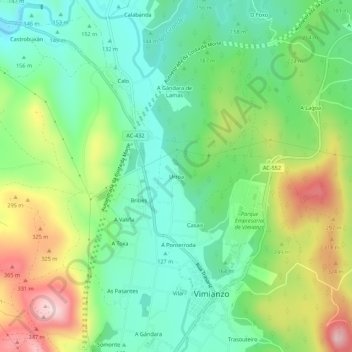 Carte topographique Urroa, altitude, relief