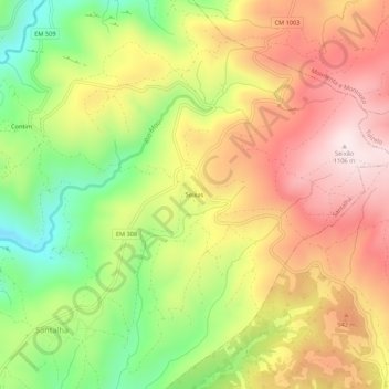 Carte topographique Seixas, altitude, relief
