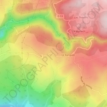 Carte topographique Lous Escandes, altitude, relief