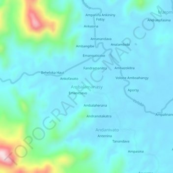 Carte topographique Ambalamanasy, altitude, relief