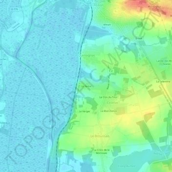 Carte topographique Le Tertre, altitude, relief