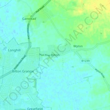 Carte topographique Bilton, altitude, relief