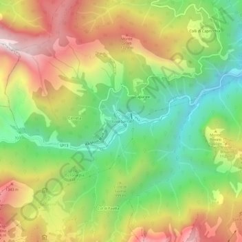 Carte topographique Isola Santa, altitude, relief